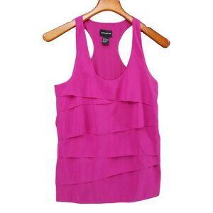 Central Park West Layered Top Womens Fuchsia Sleeveless Scoop Neck Size S